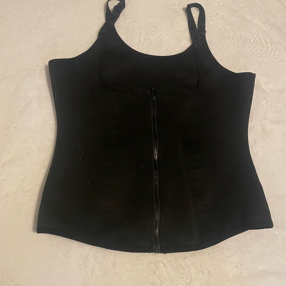 Black Front-Zip Shaping Tank